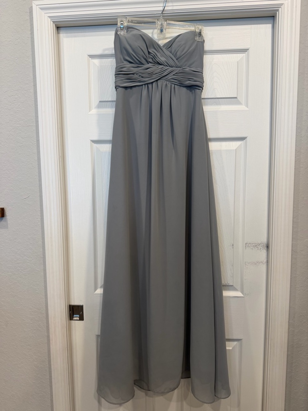 Pretty Maids Strapless Grey Chiffon Gown